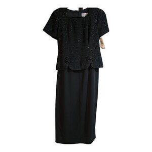 VTG Y2K NWT JESSICA'HOWARD LONG DRESS SIZE 6 SPARKLE BLACK TOP OF DRESS